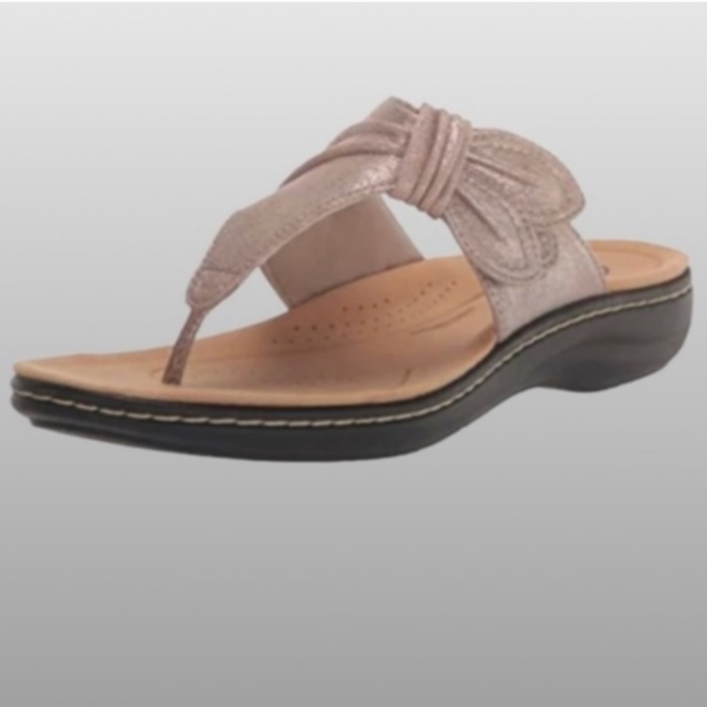 Clarks Taupe Metallic Laurieann Rae Flat Sandal - Picture 6 of 13